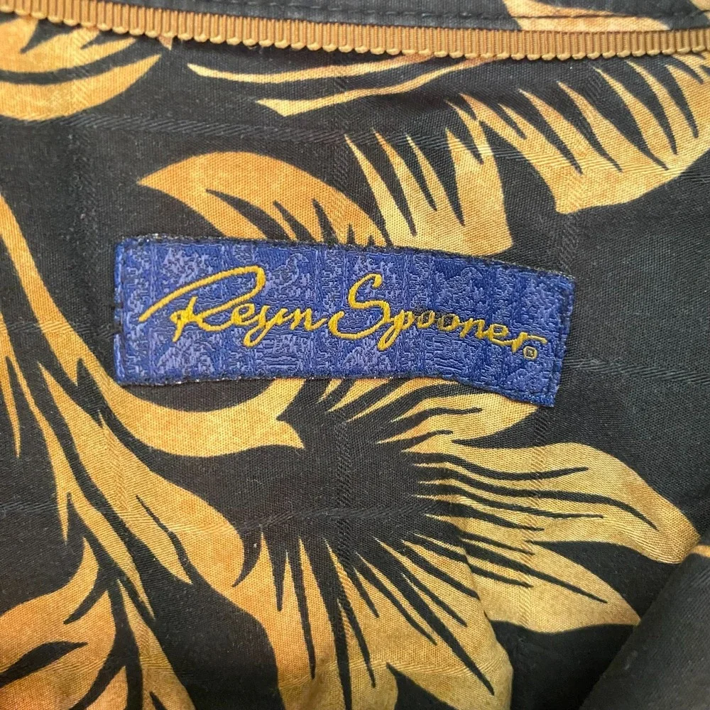 Reyn Spooner Aloha Hawaiian Shirt Black Gold Floral Size Not Tagged